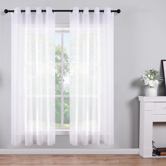 Koufall Size 52x84 Inch White Sheer Ombre Short Curtains 1 Panels - Picture 1 of 4